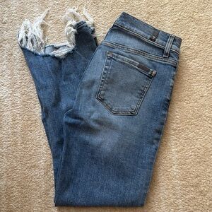 7 for all mankind denim frayed ankle jeans